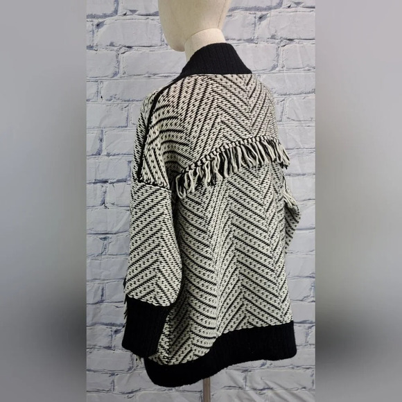 Burberry Glasshouse Chevron Fringe Cardigan Sweater Wool Open-Front Sz Small - Picture 7 of 16